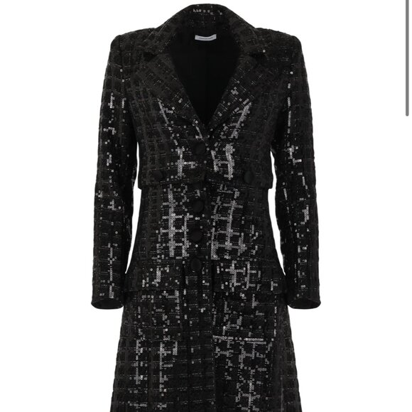Women's Small Designer Black Sequin Convertible Long and Short Jacket - Picture 1 of 7